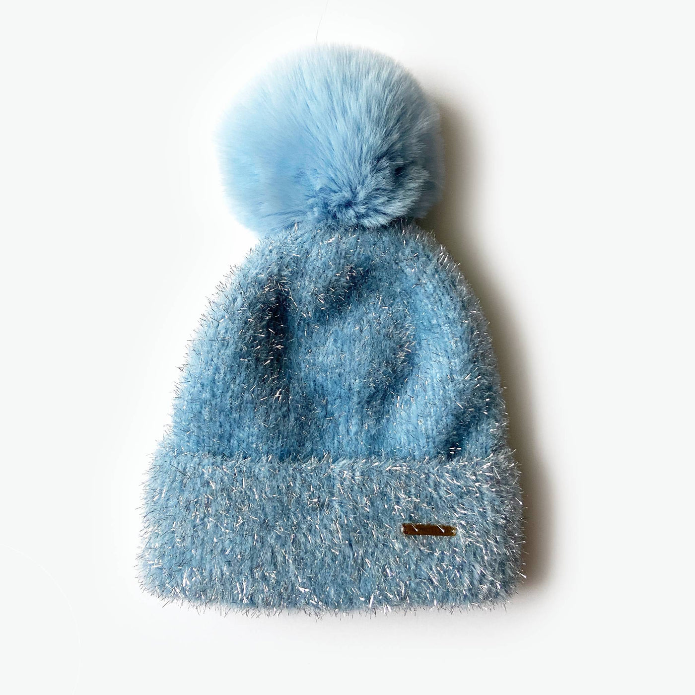 Freya Fluffy Glitter Fleece Lined Beanie - Ice Blue - The Pretty Hat