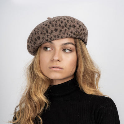 Layla Leopard Print Wool Beret - The Pretty Hat