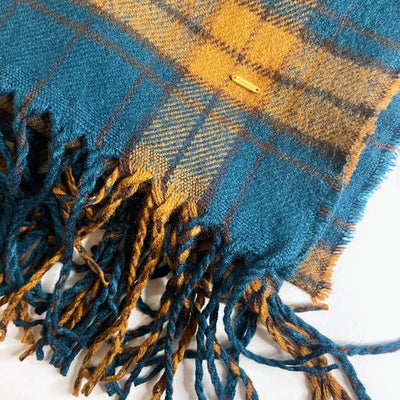 Chelsea Oversized Plaid Scarf - Teal & Rust - The Pretty Hat