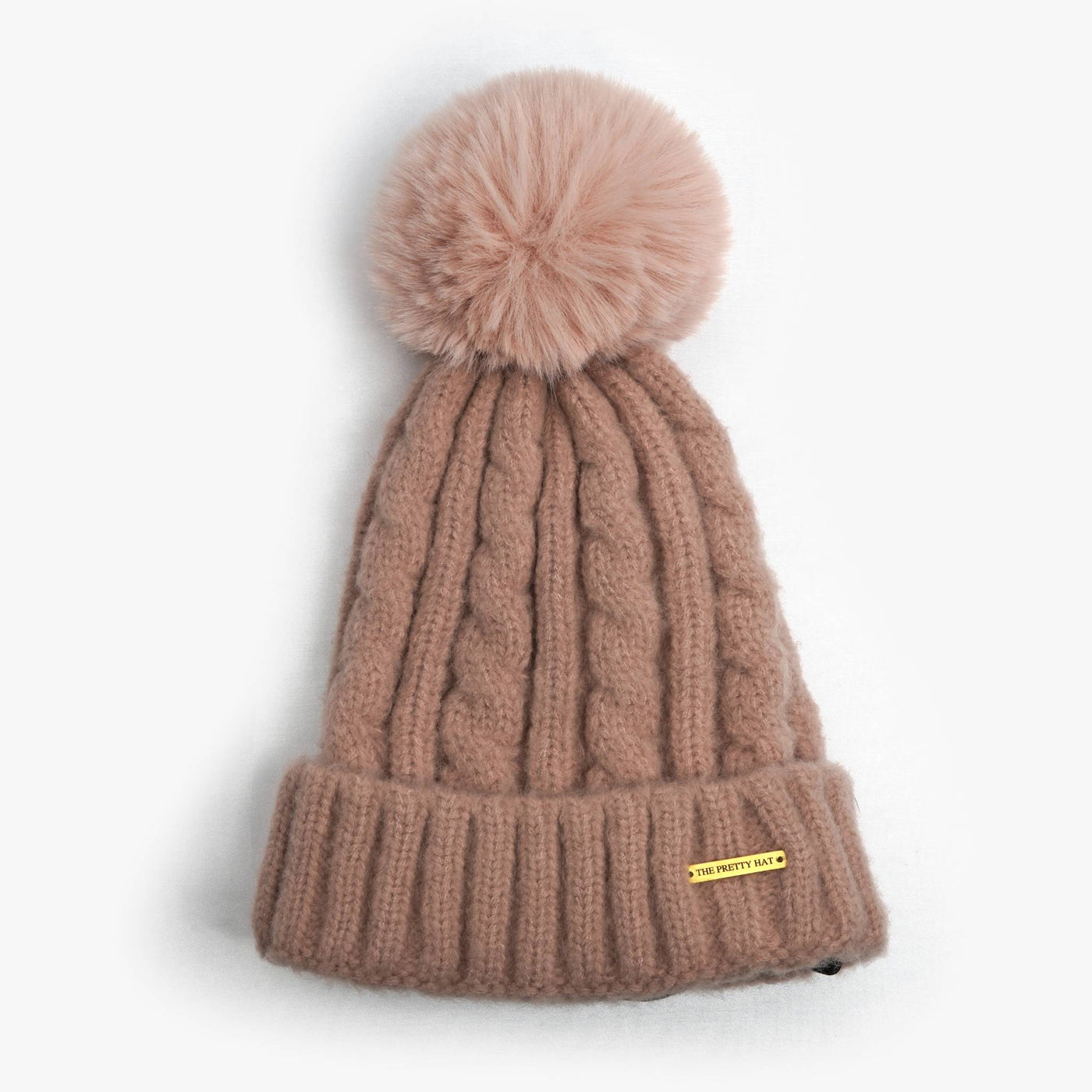 Laura Satin Lined Beanie With Detachable Pom - Soft Pink - The Pretty Hat