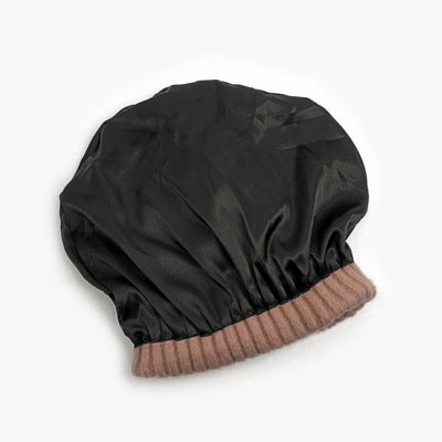 Laura Satin Lined Beanie With Detachable Pom - Black - The Pretty Hat