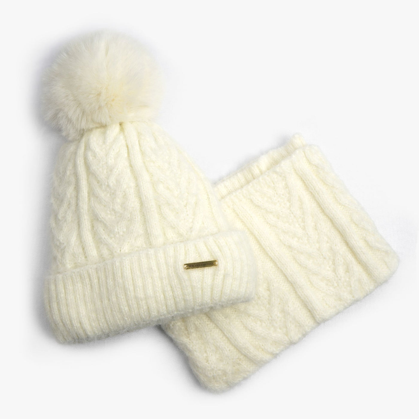 Fifi Fleece Lined Beanie & Snood Set - Alpine White - The Pretty Hat
