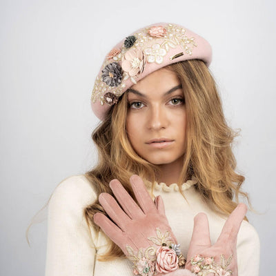 Blush Bouquet Embellished Beret - Pink - The Pretty Hat