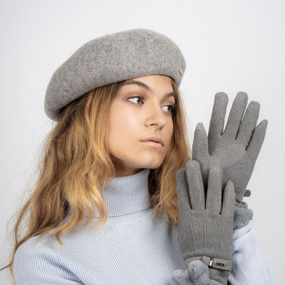 Regina Adjustable Wool Beret - Fog Grey - The Pretty Hat