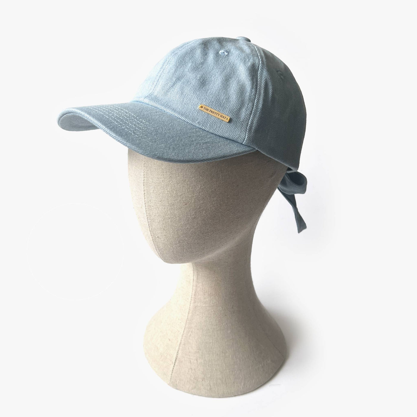 Sophie Satin Lined Bow Back Cap - Light Denim - The Pretty Hat