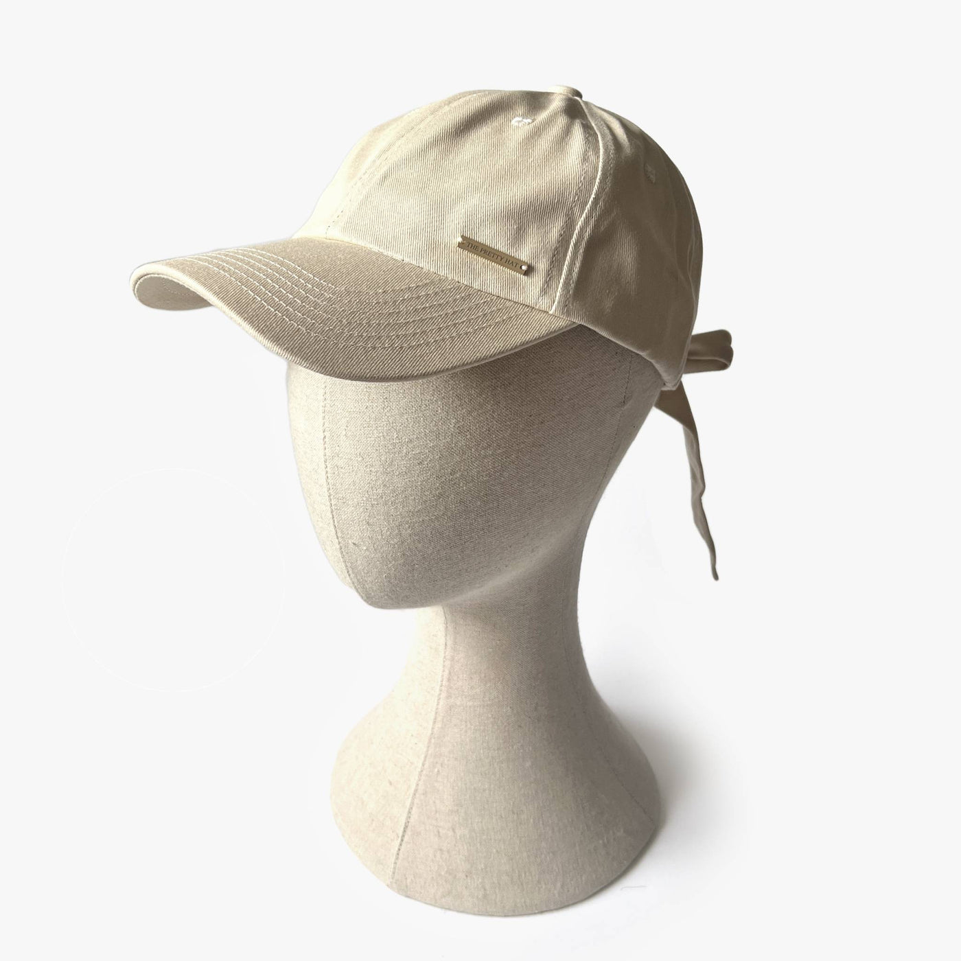 Sophie Satin Lined Bow Back Cap - Beige - The Pretty Hat