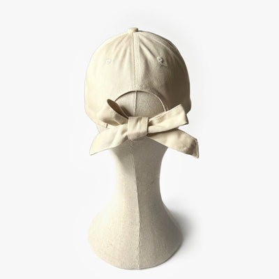 Sophie Satin Lined Bow Back Cap - Beige - The Pretty Hat