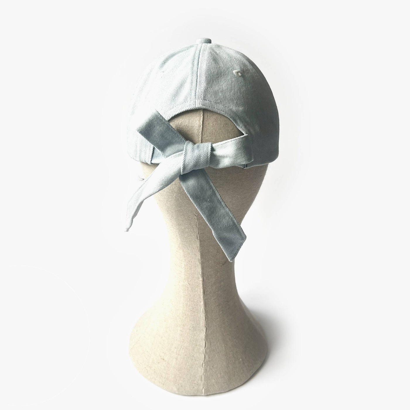 Sophie Satin Lined Bow Back Cap - Bleach Denim - The Pretty Hat