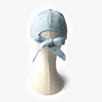 Sophie Satin Lined Bow Back Cap - Light Denim - The Pretty Hat