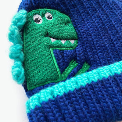 Arthur Embroidered Dino Kids Beanie - Blue (Age 3-6) - The Pretty Hat
