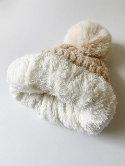 Millie Fleece Lined Beanie & Scarf Set - Cream - The Pretty Hat