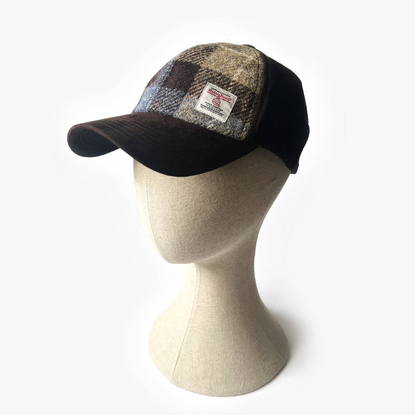Harris Tweed® Baseball Cap - Blue/Brown Check - The Pretty Hat