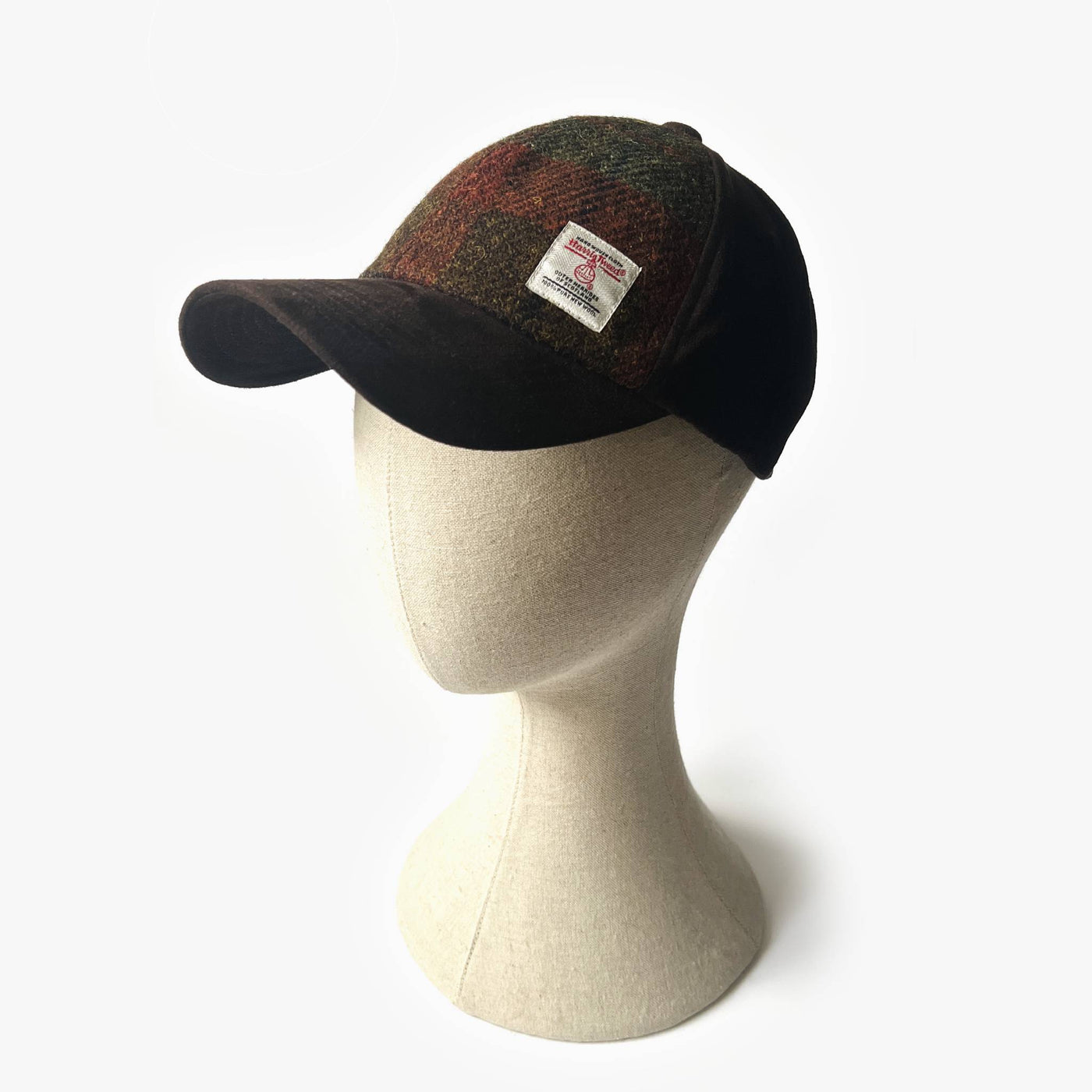 Harris Tweed® Baseball Cap - Green/Red Check - The Pretty Hat