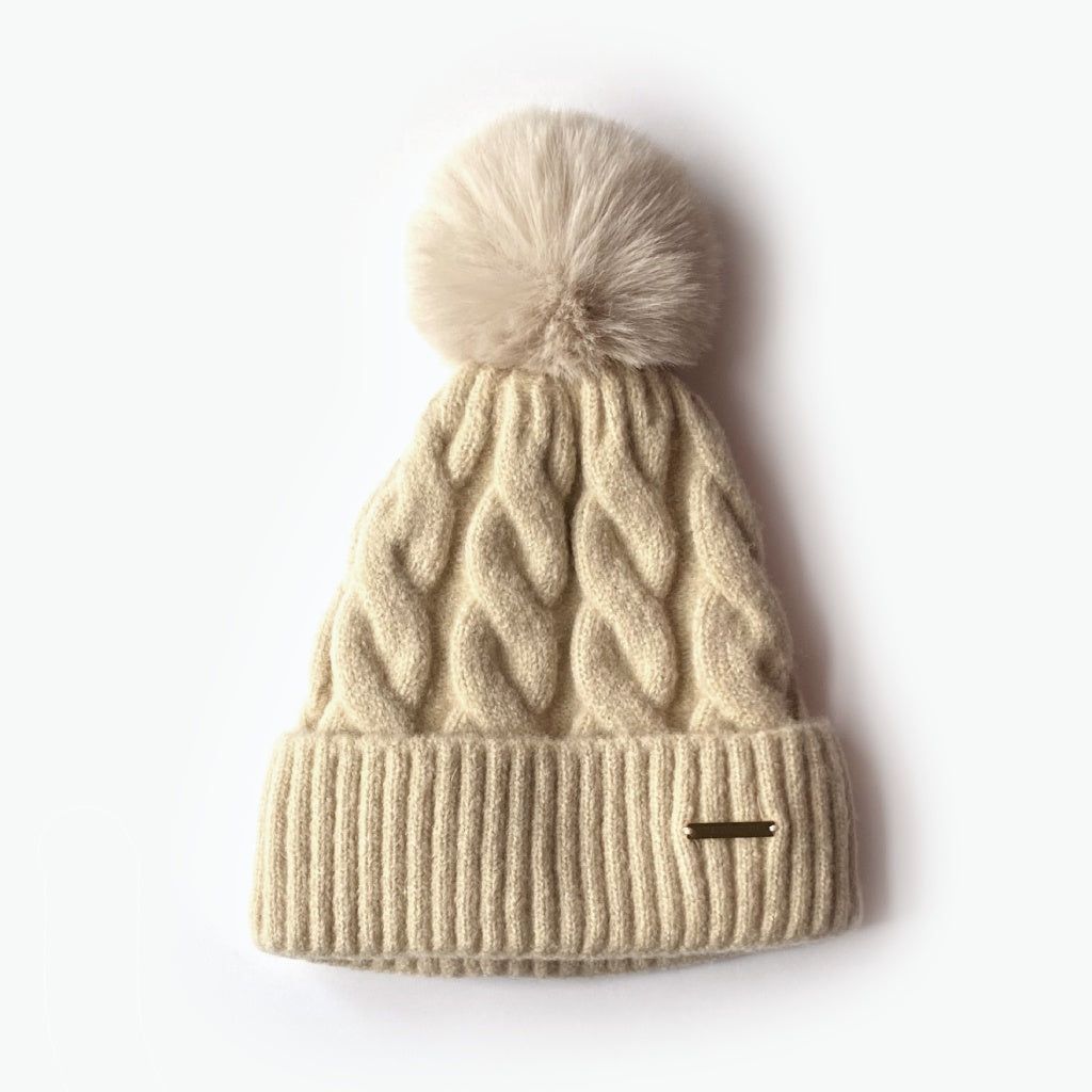 Kate Fleece Lined Beanie - Cream - The Pretty Hat