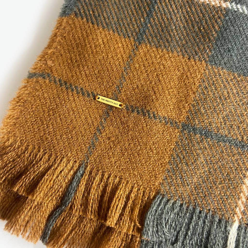 Kensington Oversized Plaid Scarf - Rust & Steel - The Pretty Hat