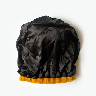 Laura Satin Lined Beanie With Detachable Pom - Spiced Mustard - The Pretty Hat