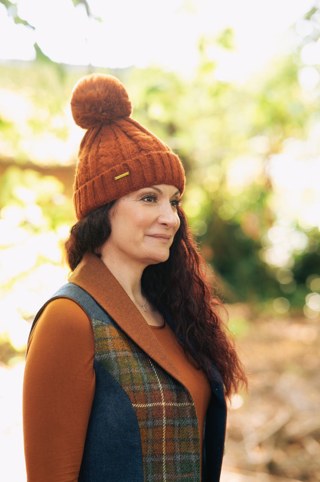 Laura Satin Lined Beanie With Detachable Pom - Chestnut Brown - The Pretty Hat