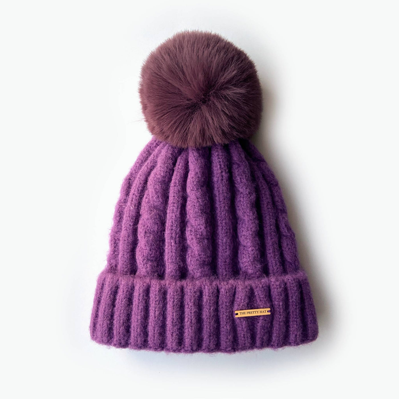 Laura Satin Lined Beanie With Detachable Pom - Amethyst Purple - The Pretty Hat