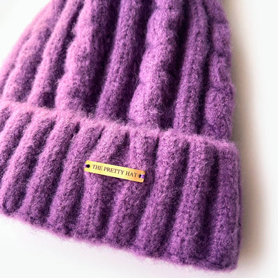 Laura Satin Lined Beanie With Detachable Pom - Amethyst Purple - The Pretty Hat