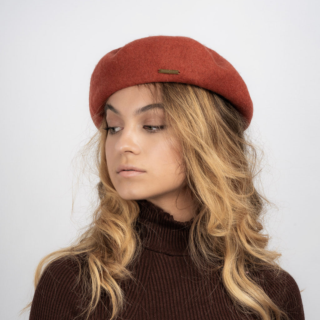 Regina Adjustable Wool Beret - Rust - The Pretty Hat