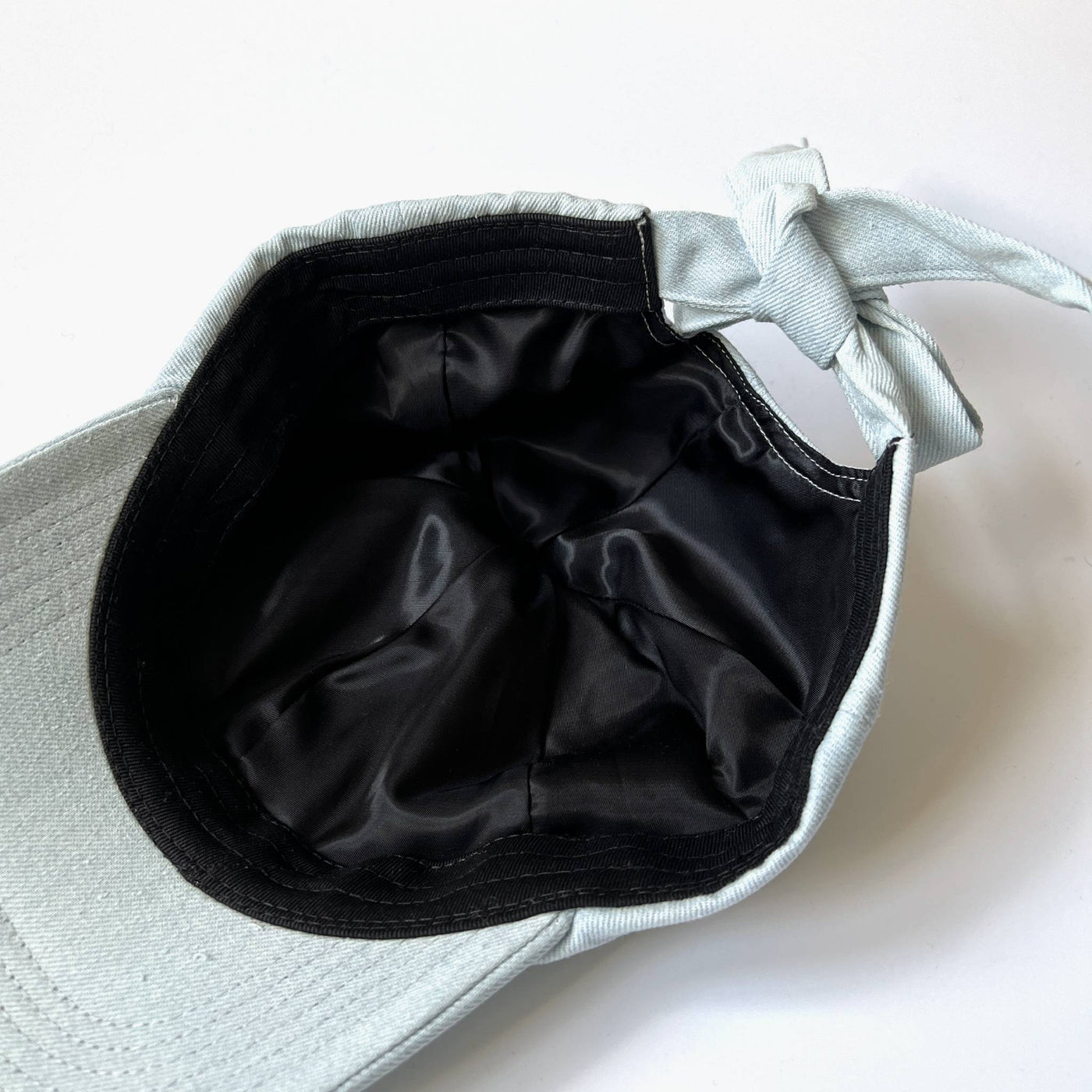 Sophie Satin Lined Bow Back Cap - Bleach Denim - The Pretty Hat