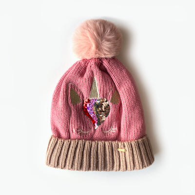 Penny Embroidered Unicorn Kids Beanie - Pink (Age 6-12) - The Pretty Hat