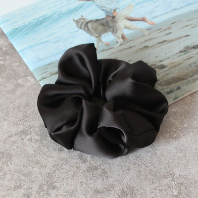 Oversized Satin Scrunchie - Black