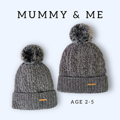 Mummy & Me Fleece Lined Beanie Bundle - Frosty Grey