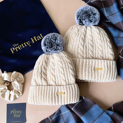 Mummy & Me Fleece Lined Beanie Bundle - Frosty Cream