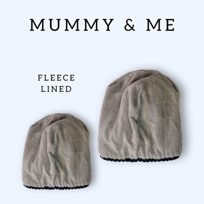 Mummy & Me Fleece Lined Beanie Bundle - Frosty Navy