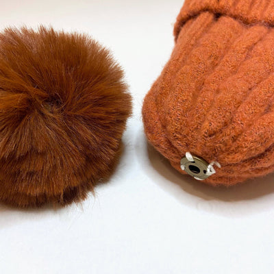 Laura Satin Lined Beanie With Detachable Pom - Pumpkin Spice - The Pretty Hat